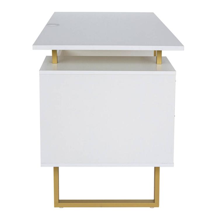 Techni Mobili 51in. White & Gold Office Desk w/Drawers & Storage