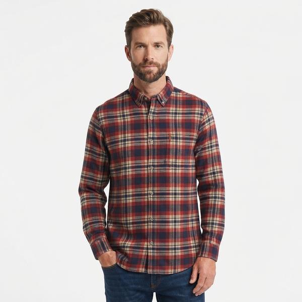 Mens Chaps Double Brush Stretch Flannel Shirt - Russet