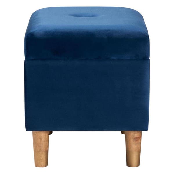 Baxton Studio Elias Modern Navy Velvet Fabric Storage Ottoman