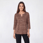 Petite Napa Valley 3/4 Sleeve Marled Pleated Knit Blouse - image 2