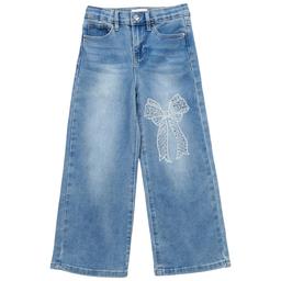 Girls (4-6x) YMI(R) Wide Leg Jeans w/ Rhinestone Bow