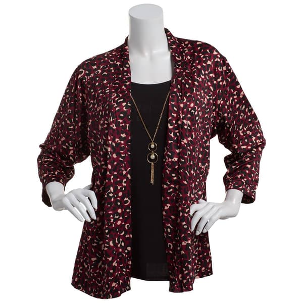 Petite Notations 3/4 Sleeve Two In One Blouse with Neckless - image 