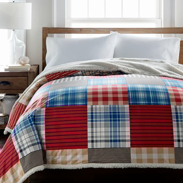 Micro Flannel&#174; Berry Patch Plaid Reverse to Sherpa Blanket