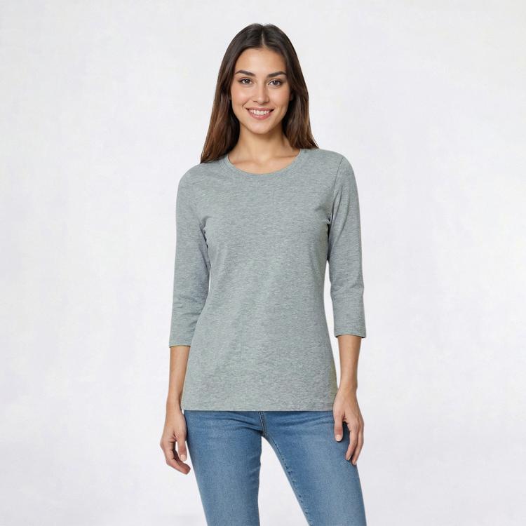 Womens Hasting & Smith 3/4 Sleeve Solid Round Neck Tee