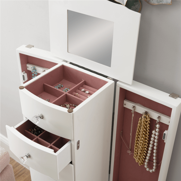 Linon Home Decor Jasmine White Jewelry Armoire