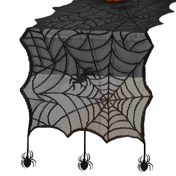 Threadmade Crawling Halloween Spider Lace Table Runner - image 