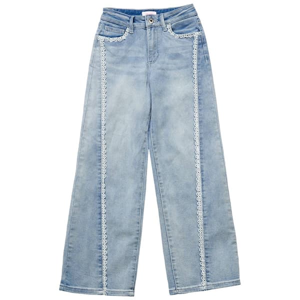 Girls (7-14) YMI® Lace Trim Wide Leg Jeans