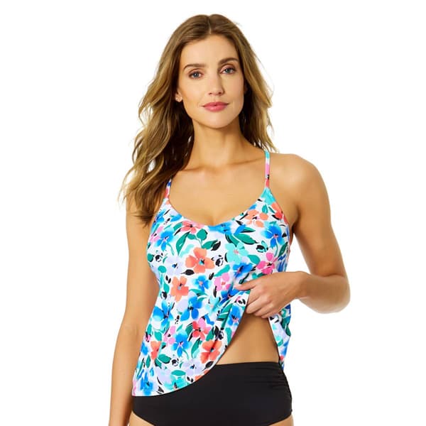Womens Anne Cole Fiore Floral Scoop Neck Tankini Swim Top