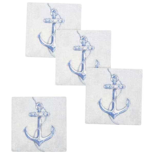 4pk. 4.25in. Vintage Anchor Square Coasters Set - image 