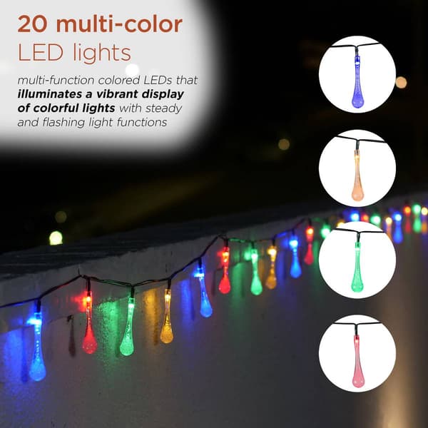 Alpine Solar 20pc Waterdrop Outdoor String Lights - Set of 2
