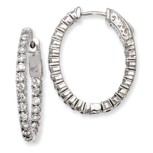 Sterling Silver 20mm x 26mm Oval Hoop Earrings - image 