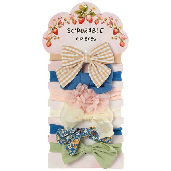 Baby Girl so''dorable&#40;R&#41; 6pc. Gingham/Solid & Floral Headwraps - image 