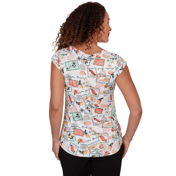 Petite Emaline Key Items Cap Sleeve Tropical Postcard Tee