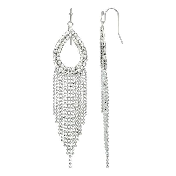 Roman Silver-Tone Cup Chain Teardrop Tassel Earrings - image 