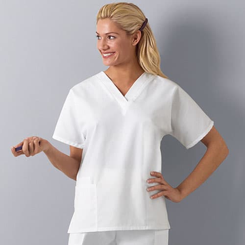 Womens Cherokee Work Wear V-Neck Top - White - image 