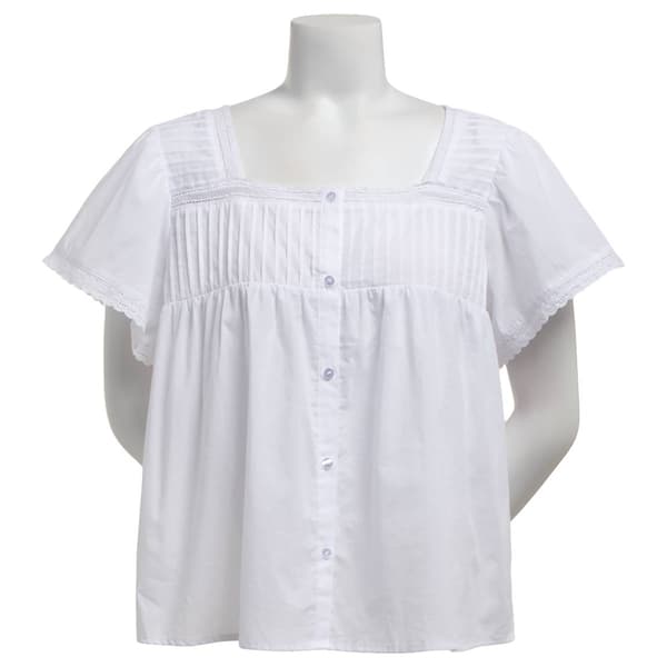Womens Architect(R) Short Sleeve Square Neck Button Front Blouse