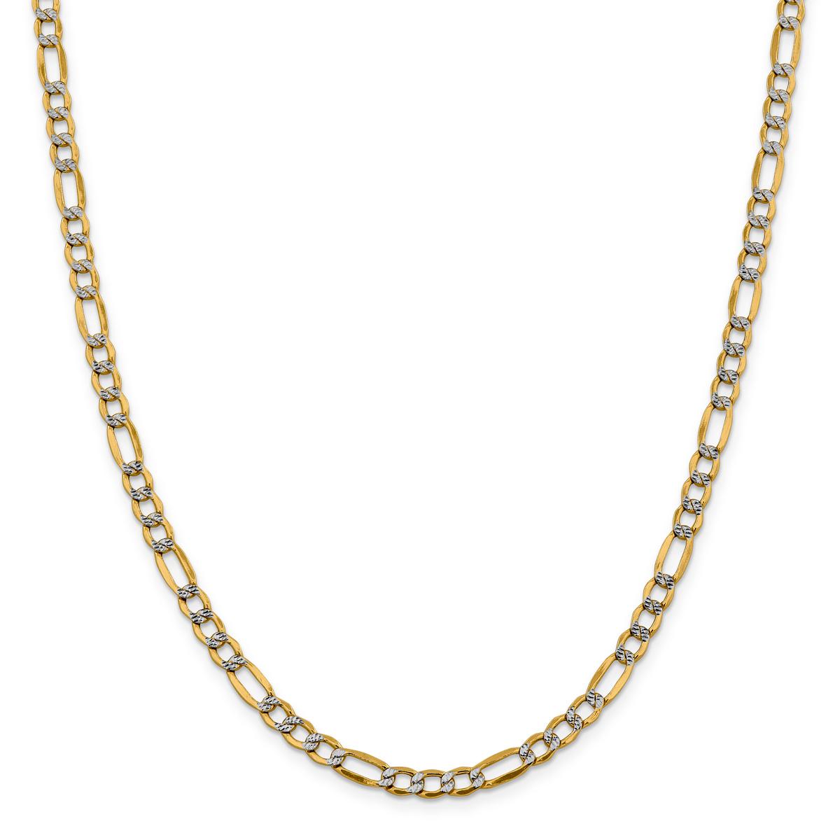 Gold Classics(tm) 5.25mm. 14k Semi Solid Pave Figaro Necklace