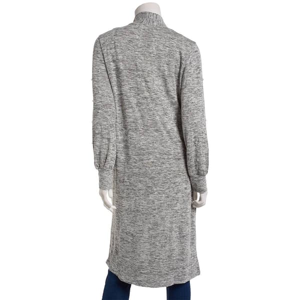Womens NY Collection Long Pearl Sleeve Knit Hacci Cardigan