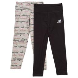 Girls (7-16) New Balance 2pk. Logo & Solid Leggings