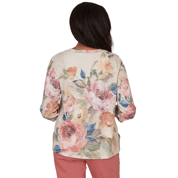 Womens Alfred Dunner Camden Market Bold Rose V Neck Blouse