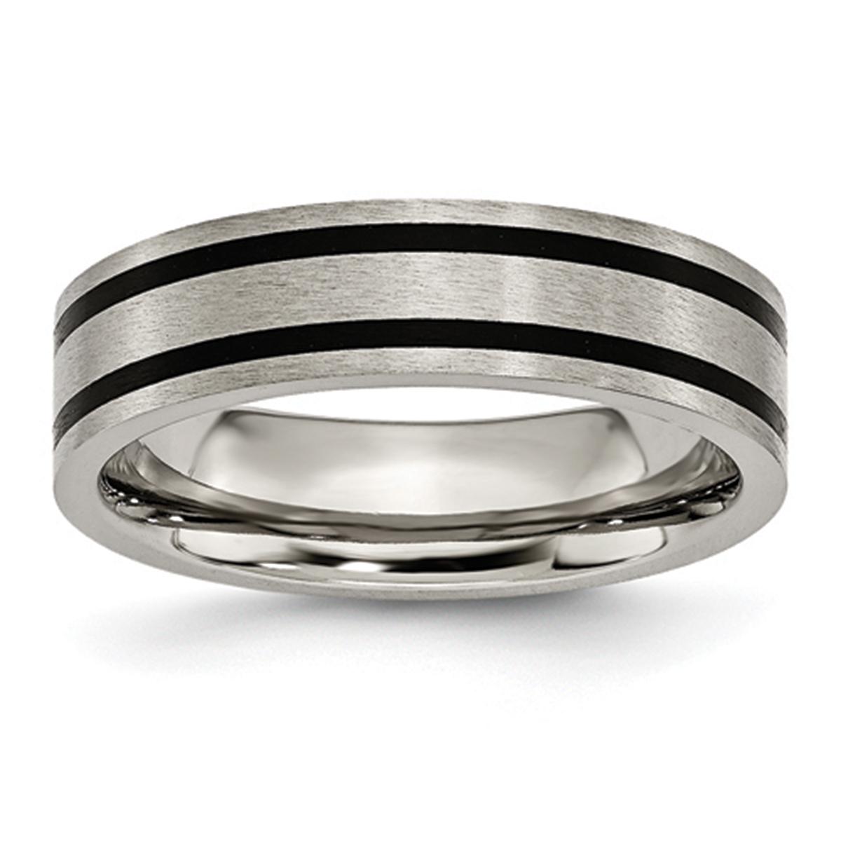 Mens Endless Affection™ Titanium 6mm Enameled Flat...
