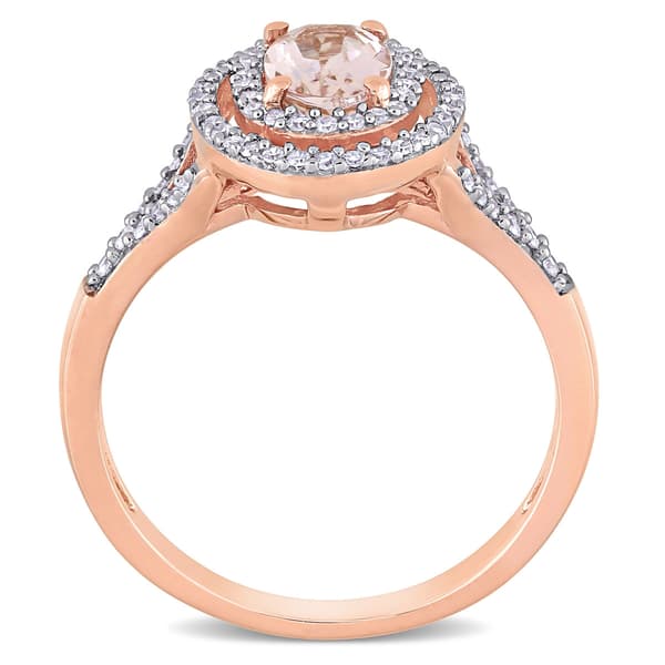 Gemstones Classics™ 14kt. Rose Gold Oval Morganite Halo Ring