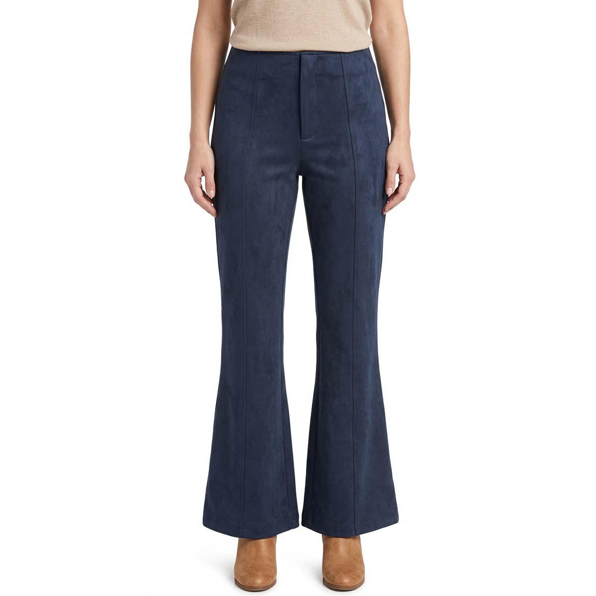 Womens Nanette Lepore Solid Suede Wide Leg Split Seam Pants