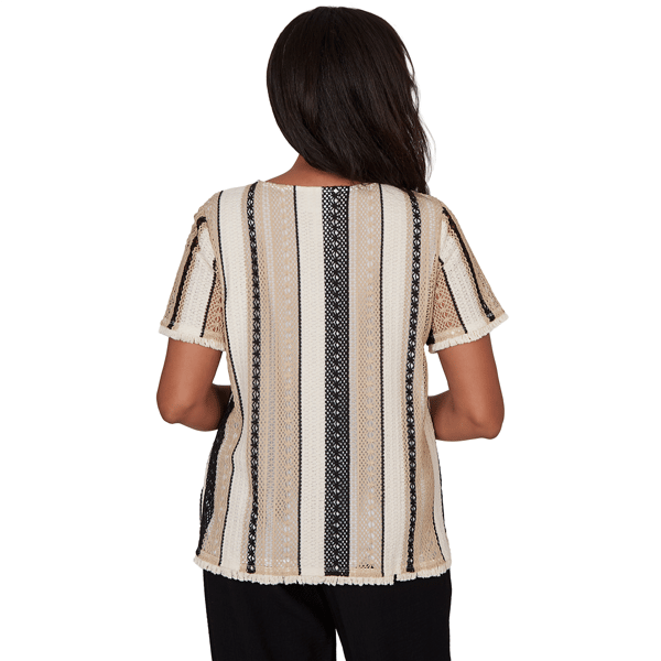 Womens Alfred Dunner Detail Driven Textured Spliced Stripe Blouse