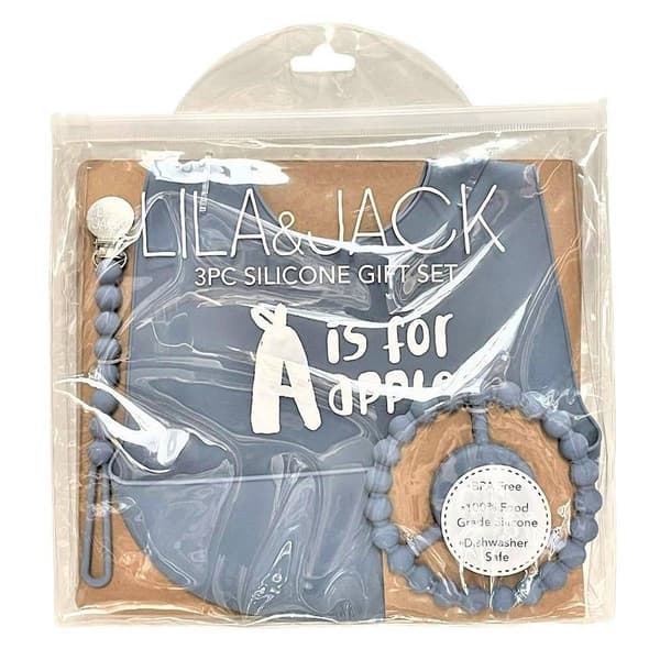 Baby Boy Lila & Jack 3pc. A Is for Apple Feeding Accessories Set