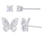 Sterling Silver Cubic Zirconia Butterfly Stud Earrings Set - image 1