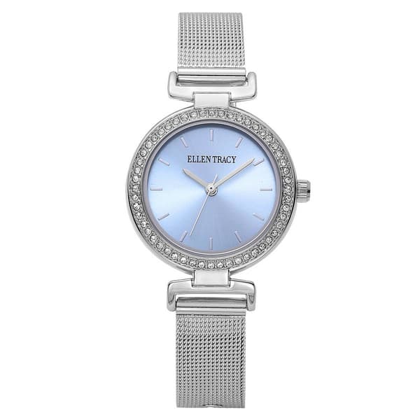 Womens Ellen Tracy Silver-Tone Crystal Bezel Mesh Watch - ET5460S - image 