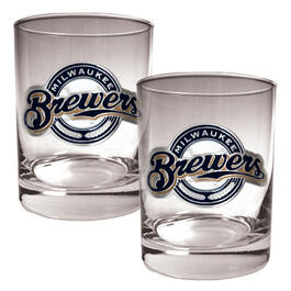 MLB Milwaukee Brewers 2pc. Rocks Glass Set