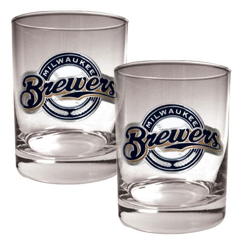 MLB Milwaukee Brewers 2pc. Rocks Glass Set - image 