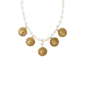 1928 14kt. Gold-Tone Coin White Faux Pearl Bib Necklace - image 2