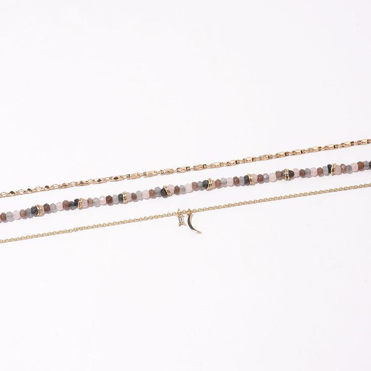 Ashley Shiny Gold-Tone 3pc. Crescent Moon & Stone Charms Anklet