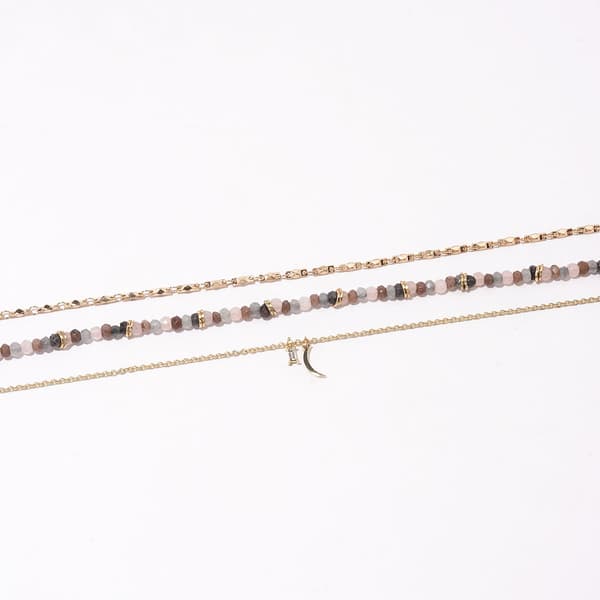 Ashley Shiny Gold-Tone 3pc. Crescent Moon & Stone Charms Anklet - image 