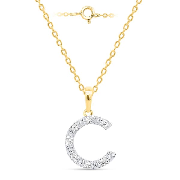 Nova Star(R) Gold Plated Lab Grown Diamond Initial C Pendant - image 