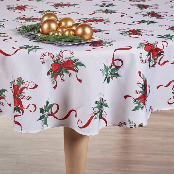 Candy Cane Ribbon Text Polyester Tablecloth - image 