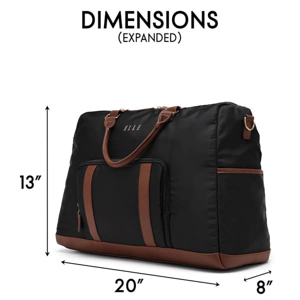 ELLE Luxe Journey Twill and Vegan Leather Weekender Duffel Bag