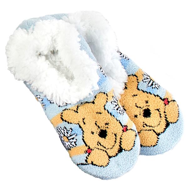 Womens Fuzzy Babba Winnie The Pooh Teddy Fur Slippers - image 