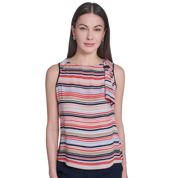 Womens Tommy Hilfiger Sleeveless Stripe Side Shoulder Tie Blouse - image 