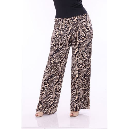 Plus Size White Mark Print Style Palazzo Pants - image 