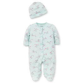 Baby Girl (NB-9M) Little Me Floral Footie Sleeper with Hat - Mint
