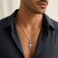 Mens Lynx 1ctw. Lab-Grown Diamond Cross Pendant Necklace - image 5