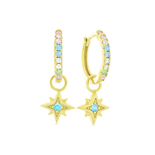 Forever New 18kt. Gold Plated CZ Starburst Dangle Earrings - image 