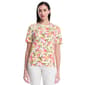 Womens Rafaella(R) 3/4 Sleeve Petal Dance Pom Trim Detail Top - image 1