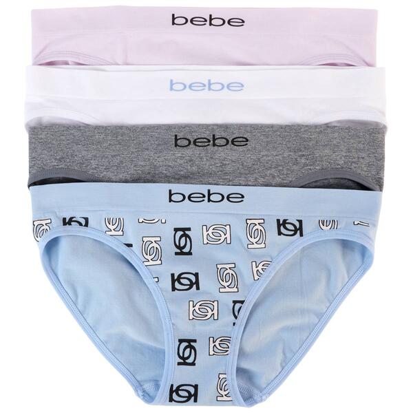 Girls &#40;4-6x&#41; Bebe 4pk. Seamless Block Logo Bikini Underwear - image 