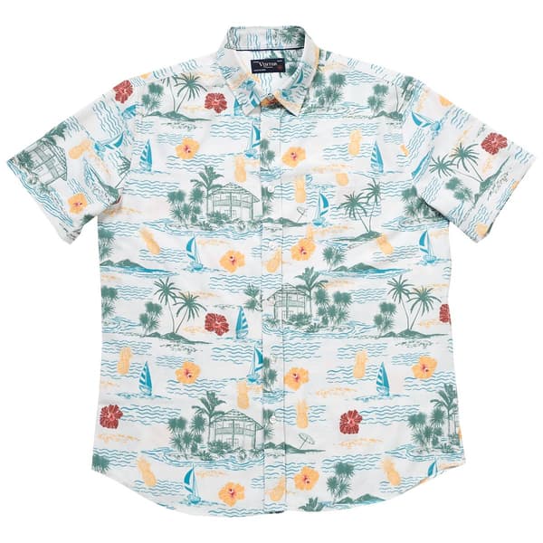 Mens Visitor Aloha Tropical Short Sleeve Button Down Shirt