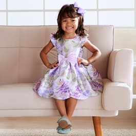 Toddler Girl Rare Editions Floral Brocade Dress w/ Bow