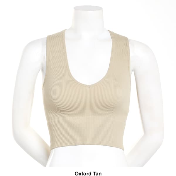 Juniors Poof! Solid Seamless V-Neck Ribbed Tank Top